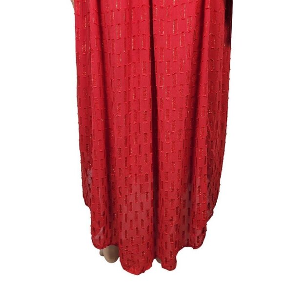 Anthropologie Women's Allene Shimmer Maxi Dress W/ Gold Metallic in Red Size XXS - Picture 13 of 14